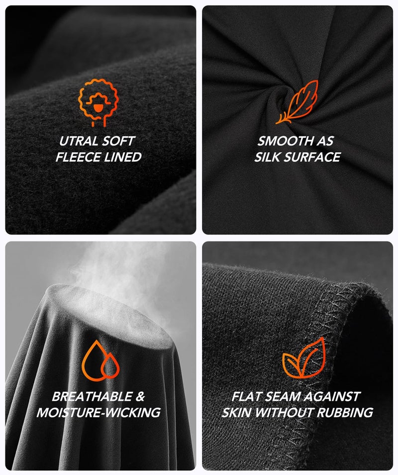 TEEPIRE Women 's Thermal Underwear Set with Lightweight Ultra Soft Fleece Lined,Long John Set, Moisture-Wicking Skiing Base Layer (Medium) Black - Image 4